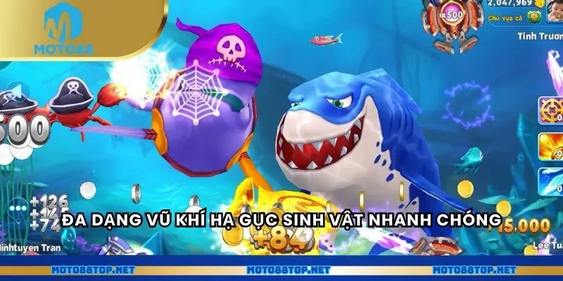 Đa dạng vũ khí hạ gục sinh vật nhanh chóng